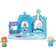 Fisher-Price Disney Frozen Arendelle Winter Wonderland by Little People, ice skating playset with Anna and Elsa figures for toddlers and preschool kids, Blue