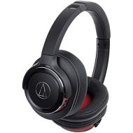 Audio-Technica ATH-WS660BTBRD Solid Bass Bluetooth Wireless Over-Ear Headphones with Built-In Mic & Control, Black/Red