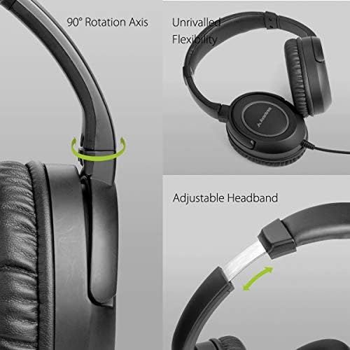  [아마존베스트]Avantree HF039 Over Ear TV Headphones with Long Cable (16.4 ft / 5 m), HiFi Stereo Headset for Televisions, with Ear Cups, 3.5 mm Audio Output, with Spiral Cable and Built-in Volum