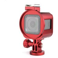 SOONSUN Aluminum Skeleton Case Frame Housing for GoPro Hero5 Session Hero 4 Session Metal Thick Solid Protective Cage Shell with Lens Cap and Mount Screw Wrench - Red