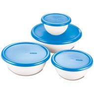 Sterilite 8 Piece Covered Set Bowl, Multisize, White & Blue: Kitchen & Dining