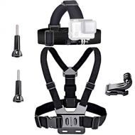 VVHOOY Action Camera Chest Mount Harness with Head Mount Strap Compatible with Gopro Hero 10 9 8 7 6/AKASO Brave 7 le/EK7000/V50 Elite/Dragon Touch/Vemont/Apexcam 4K Action Camera