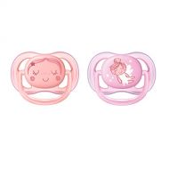 Philips Avent Ultra Air Dummies, 0 6 Months, Maximal Air Circulation, Twin Pack, with Motif Girls