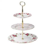 Royal Albert New Country Roses Vintage Formal 3-Tier Cake Stand, White