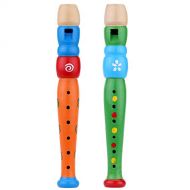 [아마존베스트]Tovip 2PCS Wooden Kid Flute Musical Instrument Early Education Develop Recorder Woodwind Musical Educational Toy for Children (Random Color)