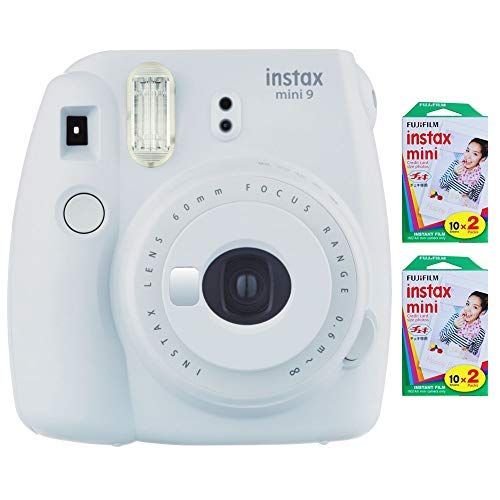 후지필름 Fujifilm Instax Mini 9 Instant Camera (Smokey White) with 2 x Instant Twin Film Pack (40 Exposures)