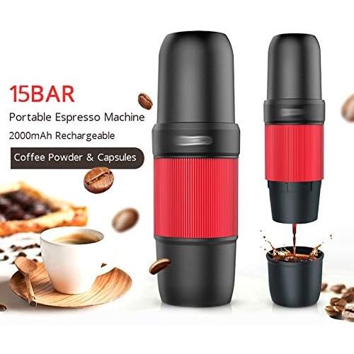  WSSBK New USB Chargeable Capsule Espresso Maker 15bar Espresso Coffee Machine Portable Outdoor Travel Coffee Powder Capsule Dual Use (Color : Black)