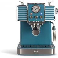 [아마존베스트]Livoo DOD174 Espresso Coffee Machine 15 Bar Thermoblock Steam Nozzle Cappuccino Hot Milk Retro Blue 1350W