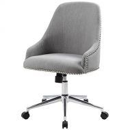 Pemberly Row Fabric Office Swivel Chair in Gray