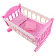 LoveinDIY Miniature Furniture Baby Bed, Dollhouse Furniture Set - Living Room, Bedroom Accessories, Nontoxic Paint, Smooth Edges