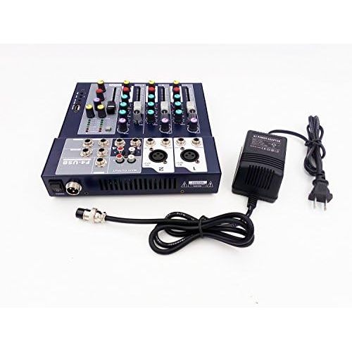  [아마존베스트]Weymic Professional Mixer | 4-Channel 2-Bus Mixer with USB disk Input 48V Phantom Power for Recording DJ Stage Karaoke Music Application
