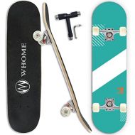 WHOME Pro Skateboard Complete for Adult Youth Kid and Beginner - 31 Double Kick Concave Street Skateboard 8 Layer Alpine Hard Rock Maple Deck ABEC-9 Bearings Includes T-Tool