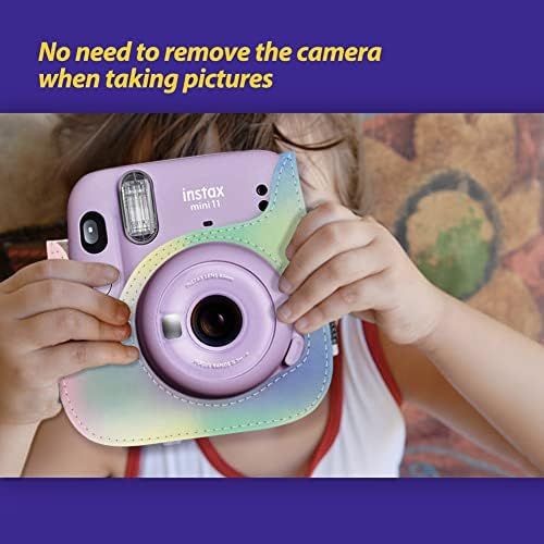  Elvam Camera Case Bag Purse Compatible with Fujifilm Mini 11 / Mini 9 / Mini 8/8+ Instant Camera with Detachable Adjustable Strap - Silvery