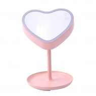 WMM-makeup mirror Tabletop Makeup Mirror, Free Standing Table Vanity Mirror on Stand with 180° fold, Portable Charging Smart LED Makeup Mirror Heart shape (color : Pink)