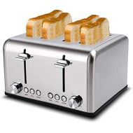 [아마존베스트]Toaster 4 Slice, CUSIMAX Stainless Steel Toaster, Bread Toasters 4 Extra Wide Slot with Bagel/Defrost/Cancle Function,6 Shade Settings with Removable Crumb Tray