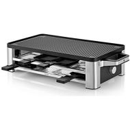 WMF Lono Raclette grill with pans and sliders, raclette 8 people, 1500 W, matt stainless steel