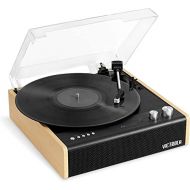 Victrola Eastwood 3-Speed Bluetooth Turntable with Built-in Speakers and Dust Cover Upgraded Turntable Audio Sound Black (VTA-72-BAM)