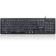 [아마존베스트]Perixx Periboard-317 Wired Keyboard with White LED Backlight, Large Print Letters, Full Format, Black, German QWERTZ Layout