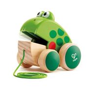 Hape Frog Pull-Along|Wooden Frog Fly Eating Pull Toddler Toy, Bright Colors