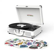 Victrola VSC-400SB-CNV Bluetooth Suitcase Turntable Canvas - Stickers (White)