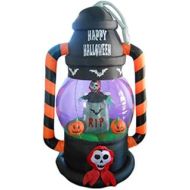 BZB Goods 6 Foot Tall Halloween Inflatable Lantern with Skeleton Tombstone Pumpkin LED Lights Decor Outdoor Indoor Holiday Decorations, Blow up Lighted Yard Decor, Giant Lawn Inflatables Hom