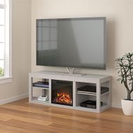HomeTeks Tv Fireplace Stand Electric Fireplace Tv Stand-Tv Entertainment with Fireplace, Tv Stand for 65 Inch Tv, Dove Gray-Turn Up The Ambiance of Your Room