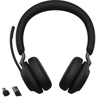 Jabra Evolve2 65 MS Wireless Headphones with Link380a, Stereo, Black ? Wireless Bluetooth Headset for Calls and Music, 37 Hours of Battery Life, Passive Noise Cancelling Headphones