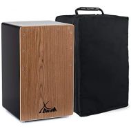 [아마존베스트]XDrum Cajon El Bajo Bass Port Black/Walnut - Integrated Bass Port for Powerful Sound - Drum Box for Percussion - Wooden Box Drum - Includes Carry Bag