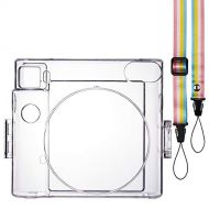 QUEEN3C Instant Square SQ1 Camera Clear Case with Adjustable Rainbow Shoulder Strap, Designed for Square SQ1 Instant Camera. (Transparent)