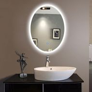 BHBL 20 x 28 In Vertical Oval LED Bathroom Silvered Mirror with Touch Button (C-CL054-H)