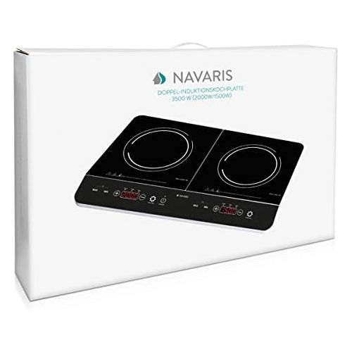  [아마존베스트]Navaris Double Induction Hob 3500 Watt 2 Hobs with Timer Touch Display Pot Detection Induction Hob Portable