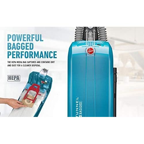  [아마존베스트]Hoover WindTunnel T-Series Tempo Bagged Upright Vacuum Cleaner with HEPA Media Filter, UH30301, Blue