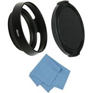 SIOTI Camera Standard Hollow Vented Metal Lens Hood with Cleaning Cloth and Lens Cap Compatible with Standard Thread Lens