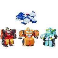 Playskool Heroes Transformers Rescue Bots Academy Rescue Team Pack, 4 Collectible 4.5 Converting Action Figures, Toys for Kids Ages 3 & Up, Brown (E5099)
