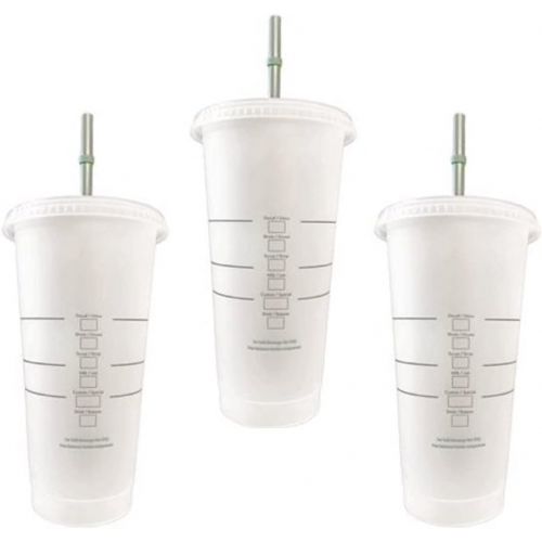 스타벅스 [아마존베스트]Starbucks Reusable 3 Hard Plastic Venti 24 oz Frosted Ice Cold Drink Cup With Lid and Green Straw w/Stopper