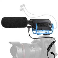 Moukey Video Microphone, Camera Microphone with Monitoring Function, Shotgun Mic for iPhone, Android Phone, Camera Sony/Nikon/Canon/DV Camcorder, Ideal for Interview/Vlogging