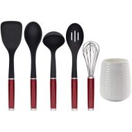 KitchenAid KQ562BXERA Tool and Gadget Set with Crock, 6-Piece, Red