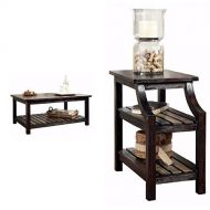 Ashley Furniture Signature Design - Mestler Living Room Table Set - Coffee Table with Two Double-Shelf End Tables - Rustic Brown