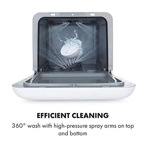  [아마존베스트]Klarstein Aquatica Mini Tabletop Dishwasher, EEC A, 125 kWh/Year, 2 Settings, Freestanding, Installation Free, 360° Wash, 3 Programmes, Touch Control, Water Consumption: 5 Litres,