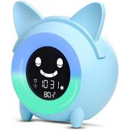 [아마존베스트]YISUN Kids Alarm Clock, Childrens Sleep Trainer, OK to Wake Clock for Bedroom Cute Digital Clock with Temperature , 5 Colors Smart Night Light Clock Teaching Boys Girls When to Wake Up (