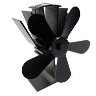 Gazechimp 5 Heat Distribution Stove Fan Heat Powered Wood Stove Fan 6 Colors Black