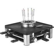 WMF Lumero 3-in-1 Design Gourmet Station for 8 People, Raclette Fondue Table Grill, Electric, Temperature Regulation, LED Light, Space-Saving Stainless Steel Matte
