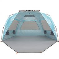 Easthills Outdoors Instant Shader Enhanced (Prints) Deluxe XL Beach Tent 4 6 Person Popup Sun Shelter 99 Wide for Family UPF 50+ Double Silver Coated with Extended Zippered Porch P
