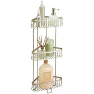 iDesign York Metal Wire Corner Standing Shower Caddy 3-Tier Bath Shelf Baskets for Towels, Soap, Shampoo, Lotion, Accessories, Satin