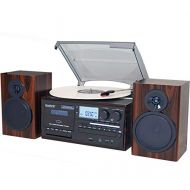 Boytone BT-28MB, Bluetooth Classic Style Record Player Turntable with AM/FM Radio, CD/Cassette Player, 2 Separate Stereo Speakers, Record from Vinyl, Radio, and Cassette to MP3, SD