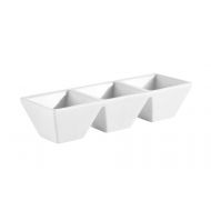 CAC China CN-3T9 Divided Tray 9-5/8-Inch by 3-5/8-Inch 4-Ounce 3 Super White Porcelain 3-Compartment Rectangular Tray, Box of 24