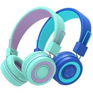 [아마존베스트]iClever 2 Pack Bluetooth Childrens Headphones, Headphones for Children with MIC, Volume Control, Adjustable Headband, Foldable, Childrens Headphones on Ear for School