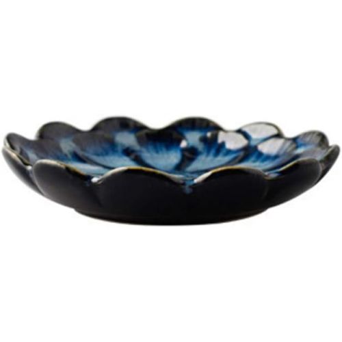  [아마존베스트]Amosfun 3pcs Ceramic Seasoning Sauce Dishes Sunflower Shaped Food Dipping Plates Vintage Tableware (Denim Blue)