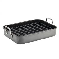 Rachael Ray 87657 Brights Hard Anodized Nonstick Roaster / Roasting Pan with Rack - 16 Inch x 12 Inch, Gray: Kitchen & Dining