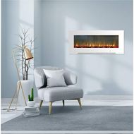 CAMBRIDGE 56-in. Metropolitan Wall-Mount White with Burning Log Display, CAMBR56WMEF-2WHT Electric Fireplace